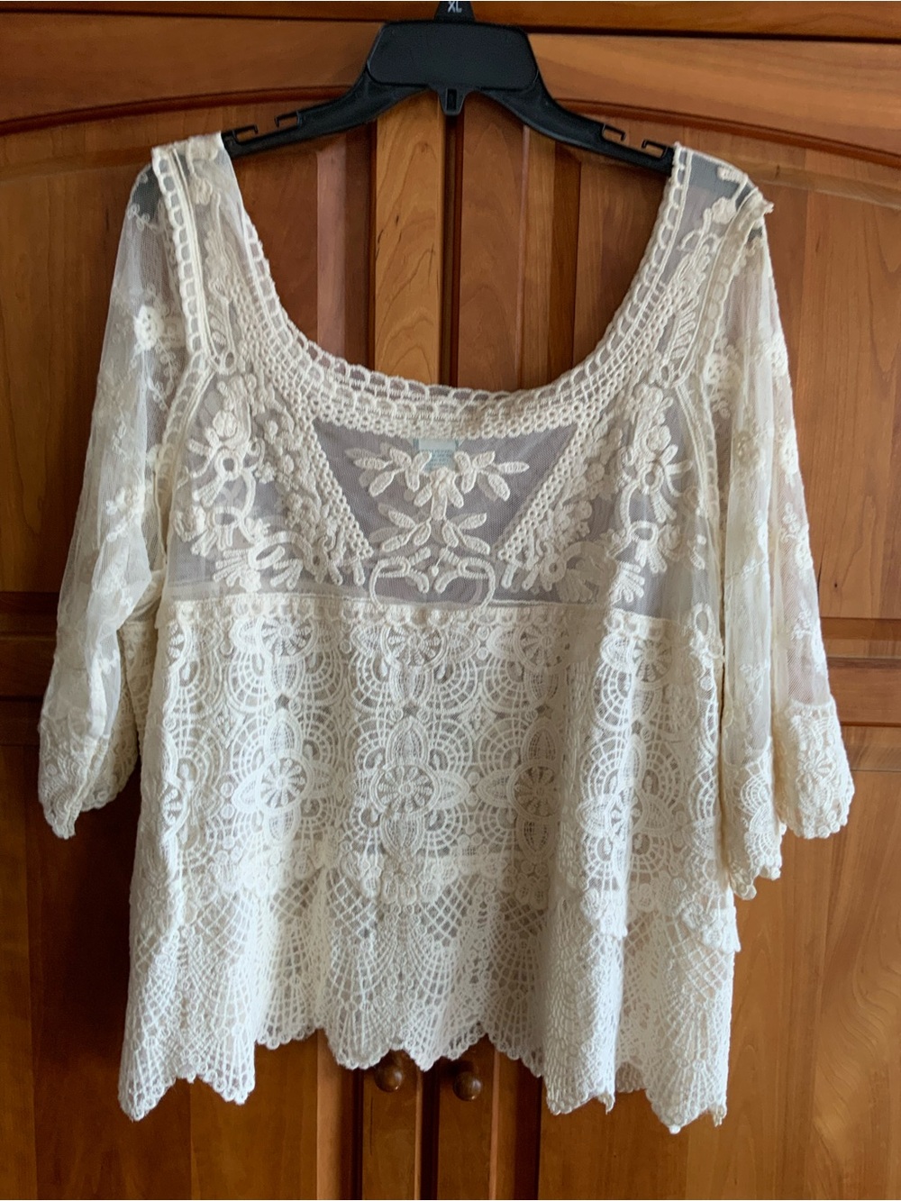 Sundance Ivory Lace Crochet Peasant Blouse, XL NWOT